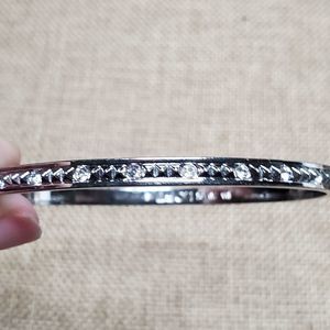 Loft Silver Bangle Bracelet with Clear Stones